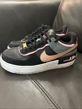 Nike Women’s Air Force 1 Shadow Black Pink Taupe Accent Sneakers